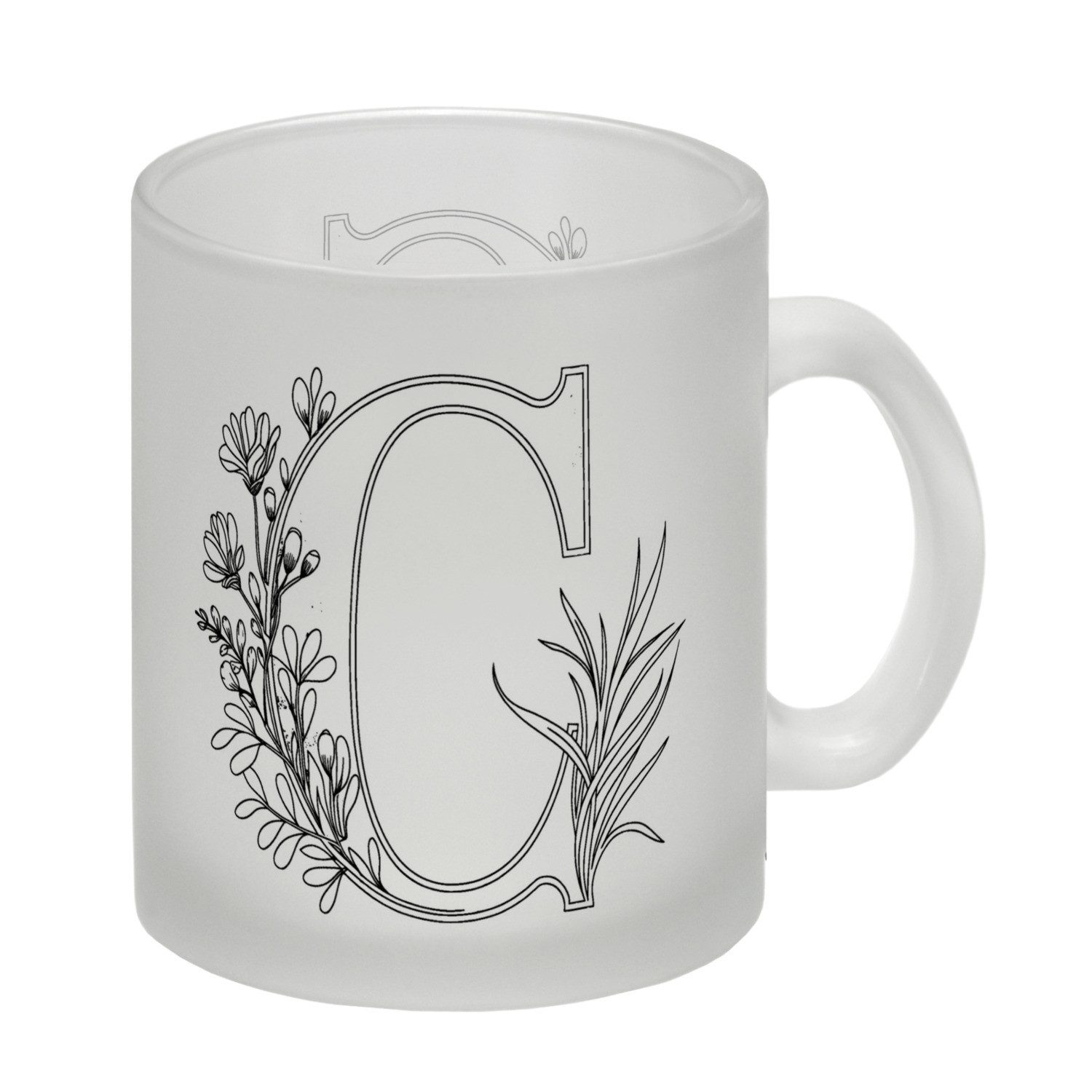 Tasse Floral Buchstabe C Glas Tasse zum Ausmalen für Kunstliebhaber