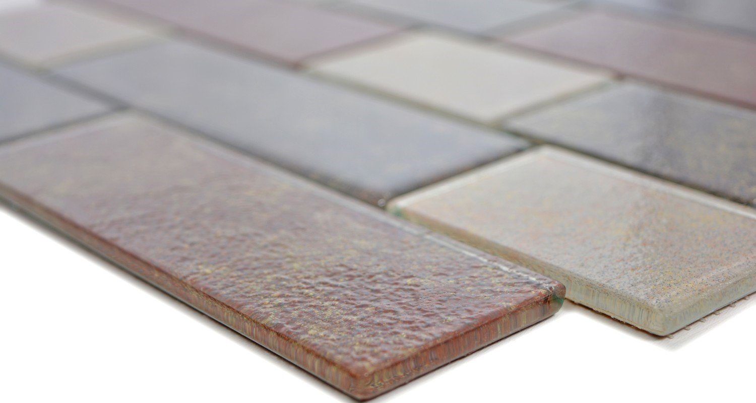 Mosani Mosaikfliesen Crystal Matten / Glasmosaik 10 braun Mosaik glänzend
