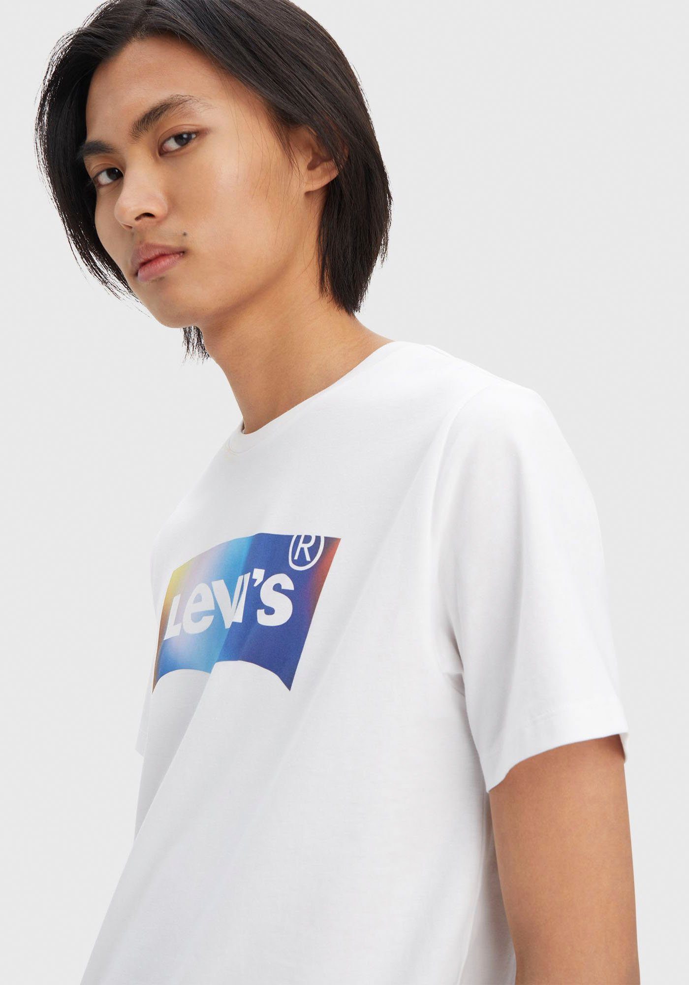 Logo-Front-Print white CREWNECK T-Shirt mit Levi's® TEE