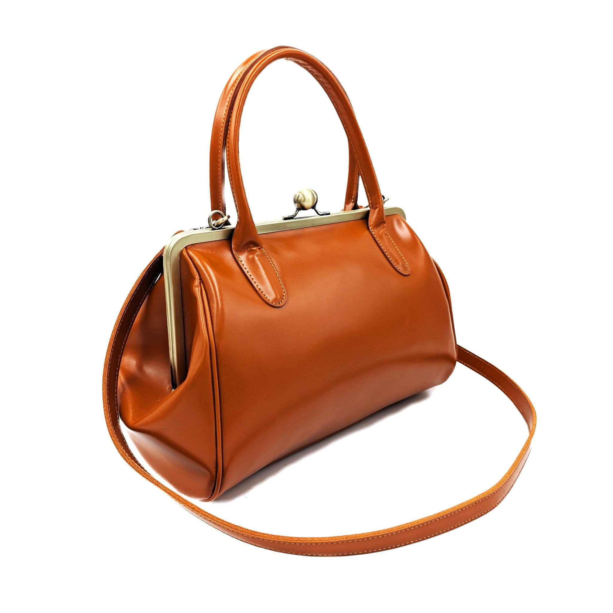 Taschenkinder Handtasche Henkeltasche Vintage Ledertasche "Sophie" Schultertasche, Echtes Leder