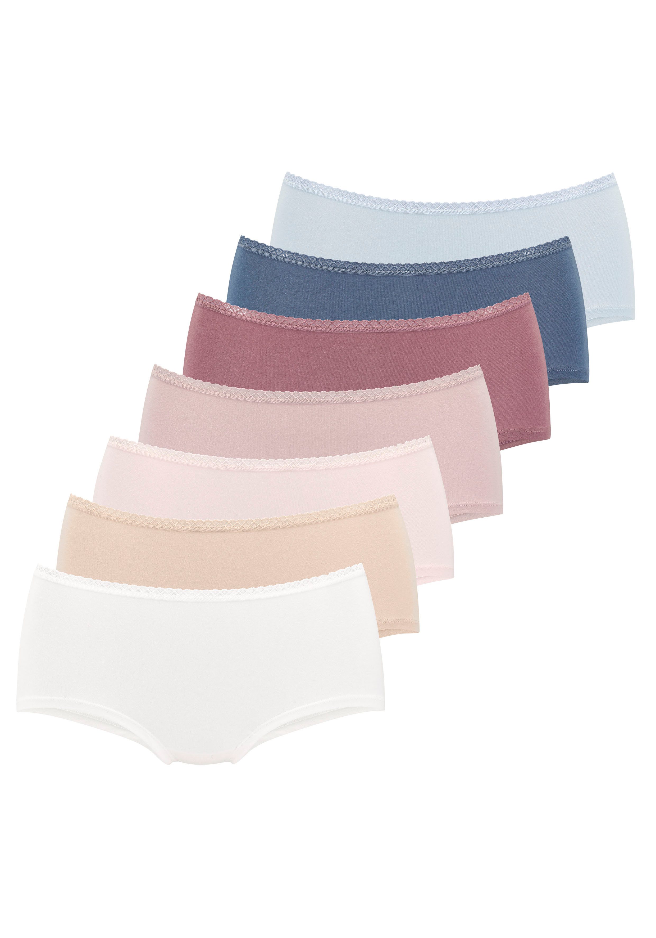 Vivance by Lascana Panty (7er-Pack) aus weicher Baumwollqualität mit feiner Spitzeneinfassung
