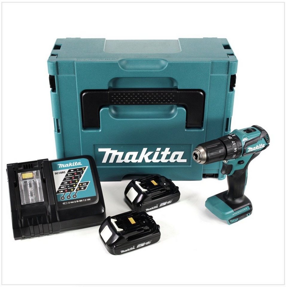 Thumbnail - Makita Schlagbohrmaschine DHP 483 RAJ Akku Schlagbohrschrauber 18 V 40 Nm Brushless + 2x Akku 2