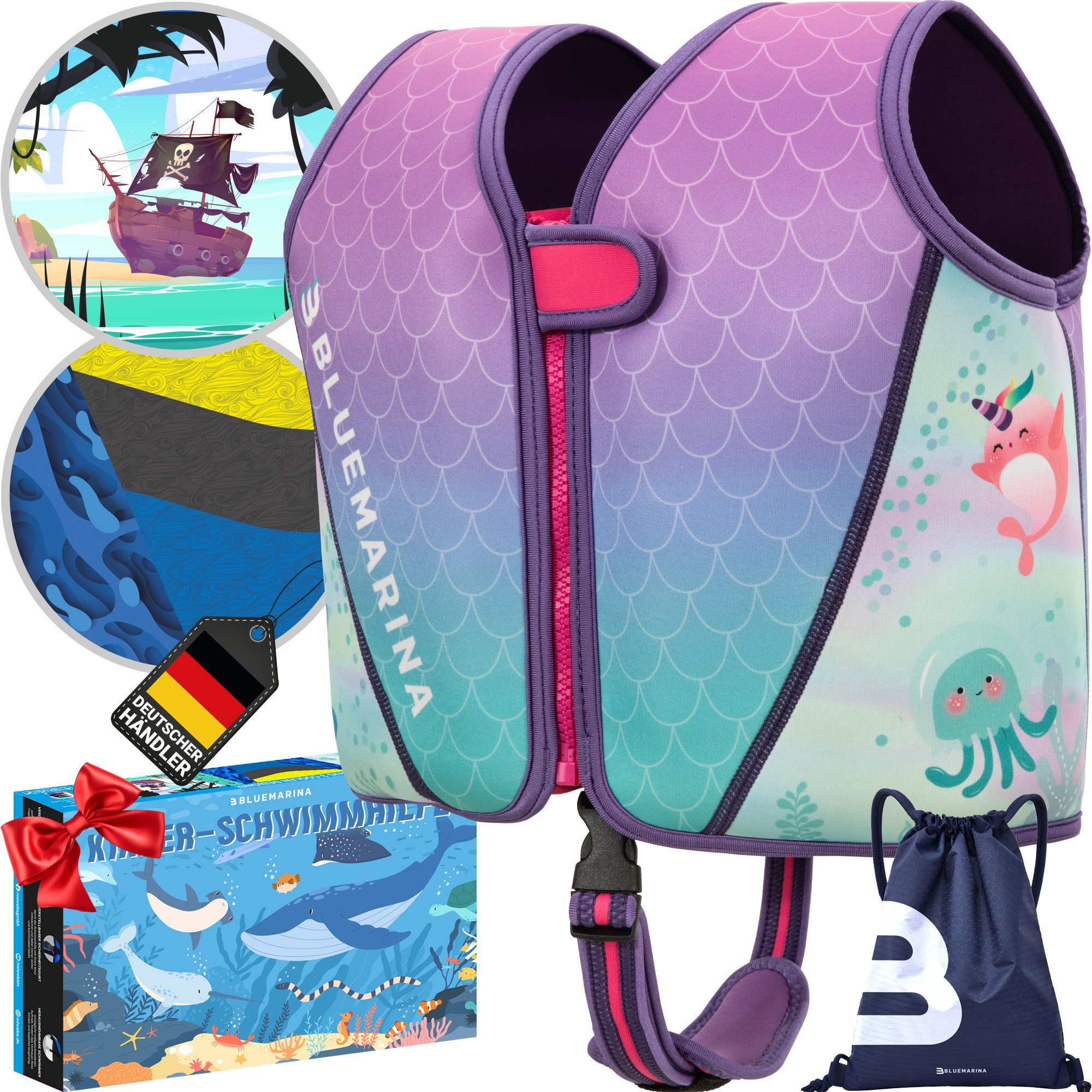 Bluemarina Schwimmweste für Kinder - Verschiedene Größen von Kleinkind bis Baby, Schwimmlernhilfe - Schwimmhilfe - Schwimmflügel - 1-9 J.