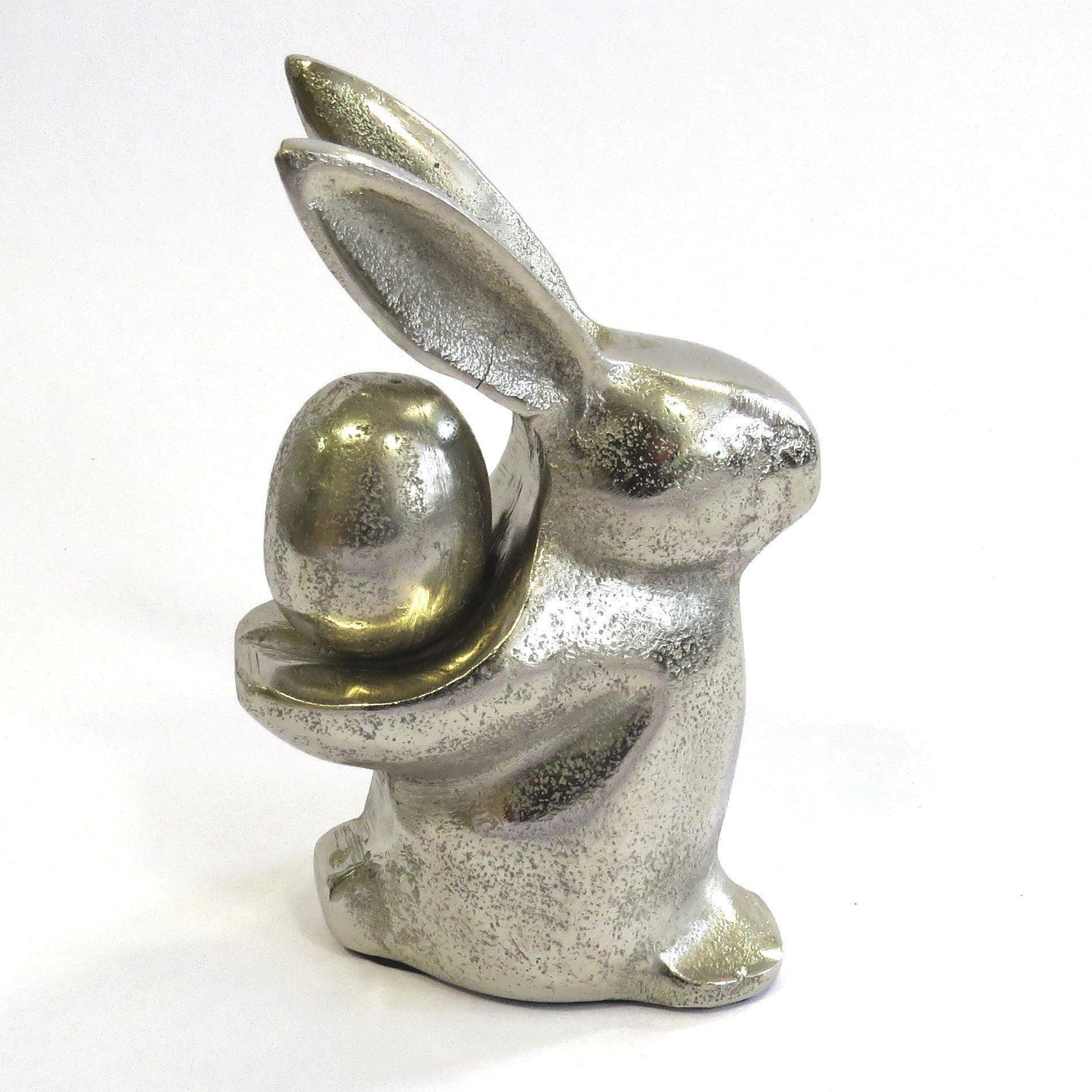colmore Osterhase Osterhase mit Ei Silber Metall Vintage Retrostil 16 cm (2 St)