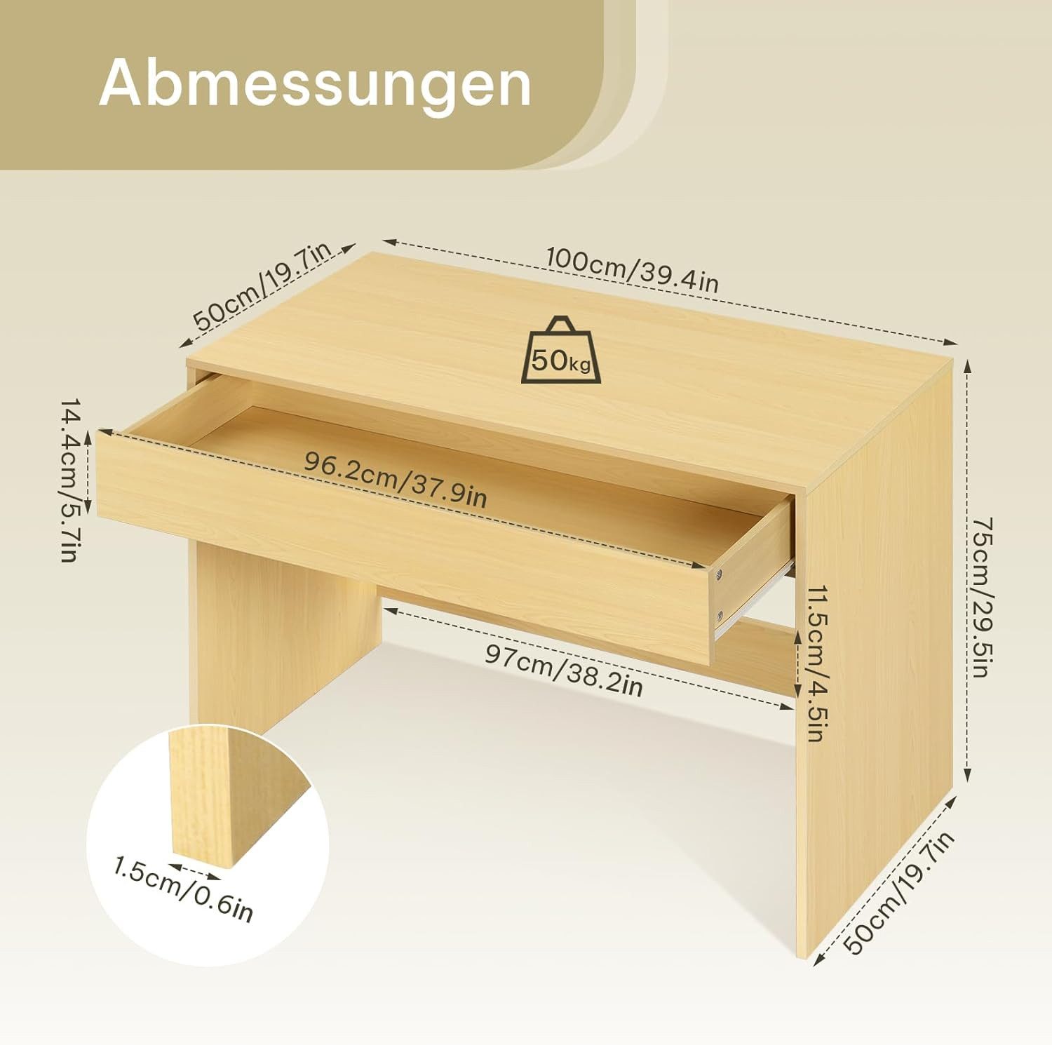 EUGAD Schreibtisch (1-St), Bürotisch PC Tisch mit Schublade&Stauraum günstig online kaufen