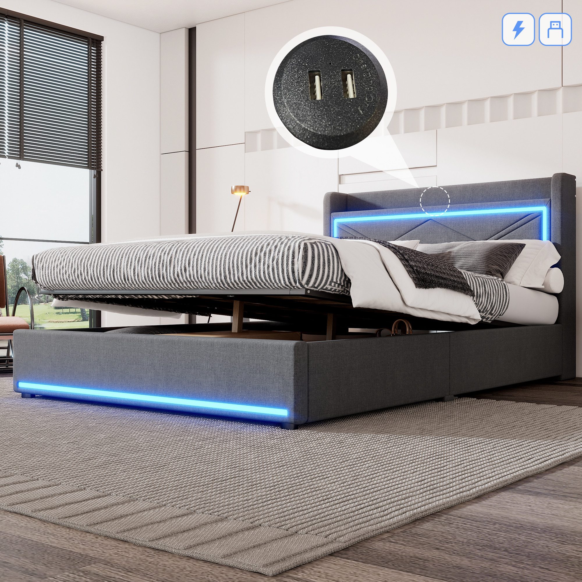 STILVORA Polsterbett 140×200 mit matratze und günstig online kaufen