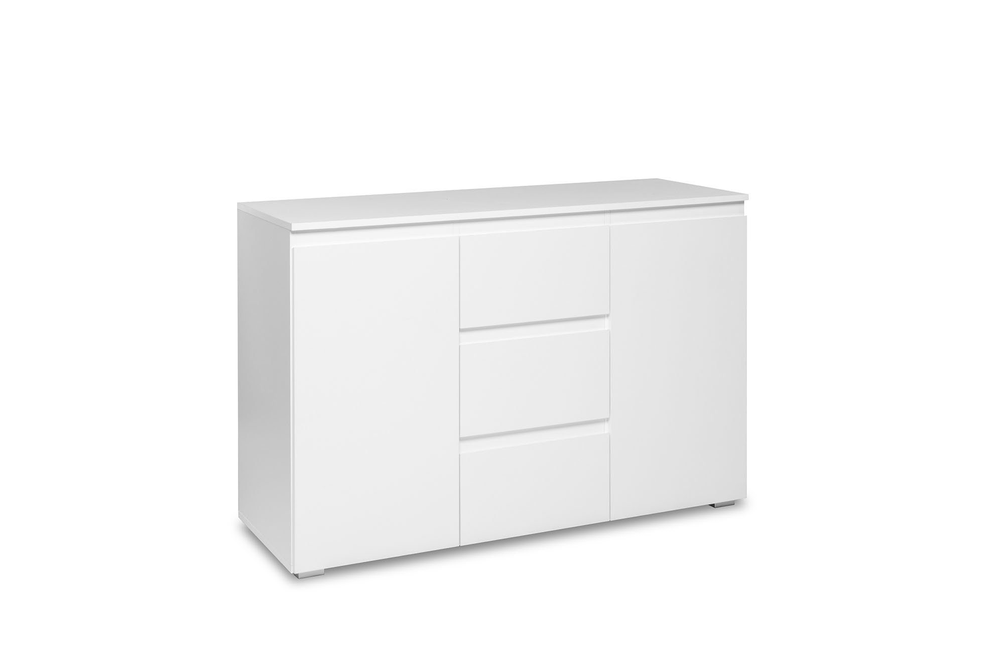 Newroom Kommode weiß 120 cm, Sideboard Weiß Modern Landhaus Highboard Skandinavische Wohnzimmer