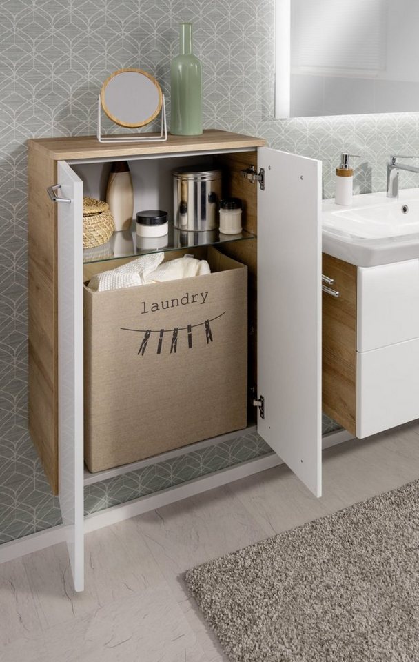 FACKELMANN Wäschebox (1 St), Beige mit Aufdruck, Komfortabel: Die Wäschebox  kann kinderleicht zusammengefaltet werden
