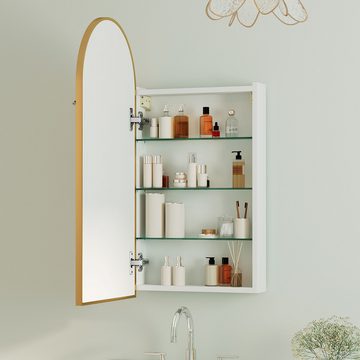 radelldar Badezimmerspiegelschrank Hängeschrank mit Spiegel, Badschrank Wandschrank hängend, 40x12x80cm Badmöbel