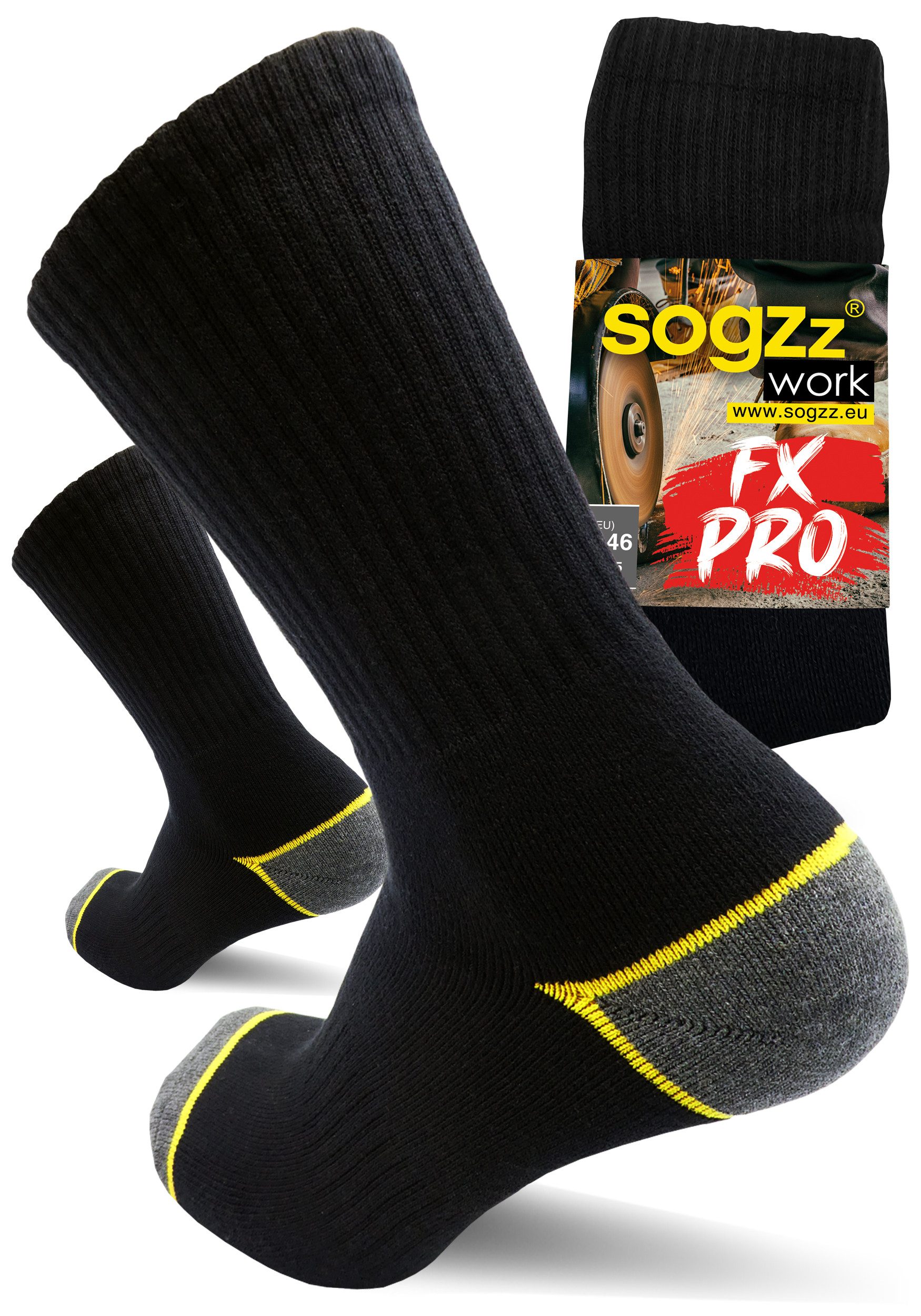 sogzz Arbeitssocken Work FX PRO, Premium Socken aus 85% Baumwolle, Gr. 35-50, Herren Damen (Work FX PRO, 4-Paar)