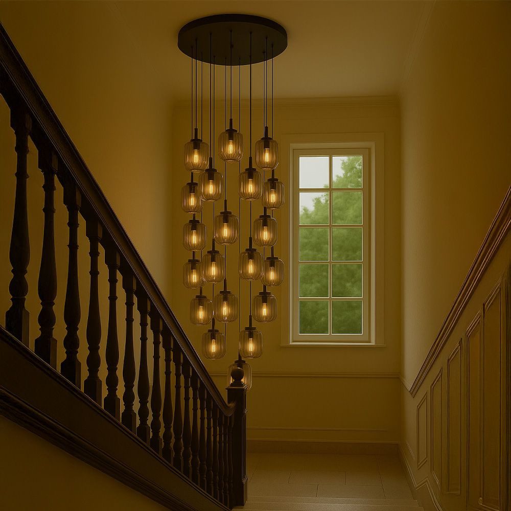 s.luce Pendelleuchte Velo Galerieleuchte 20-flg Ø 120cm Baldachin Ø 20cm Klar