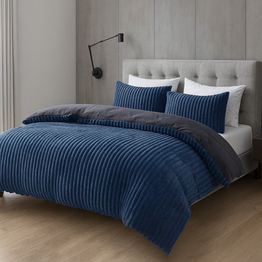 Buymax Постельное белье Teddy Plüsch Cord, Fleece, 3 teilig, Winterbettwäsche Set, extra warm, 220x240 cm