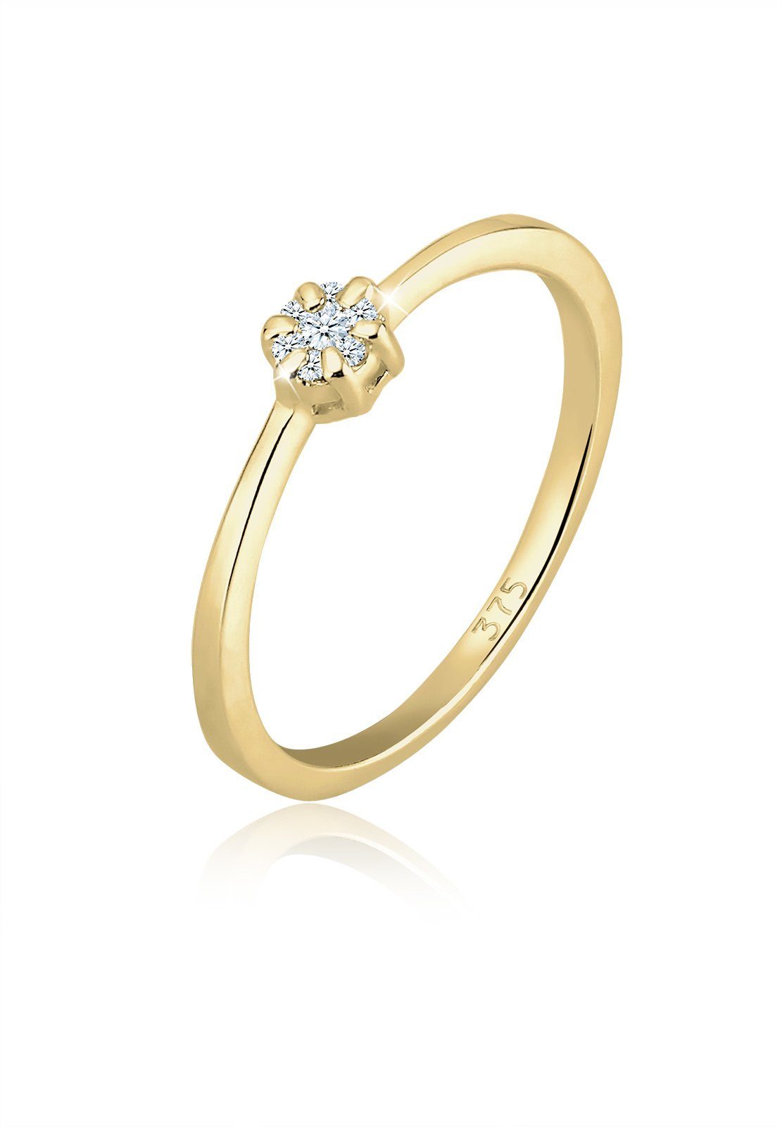 Elli DIAMONDS Verlobungsring Verlobungsring Blume Diamant Weiß (0.045ct) 375 Gelbgold