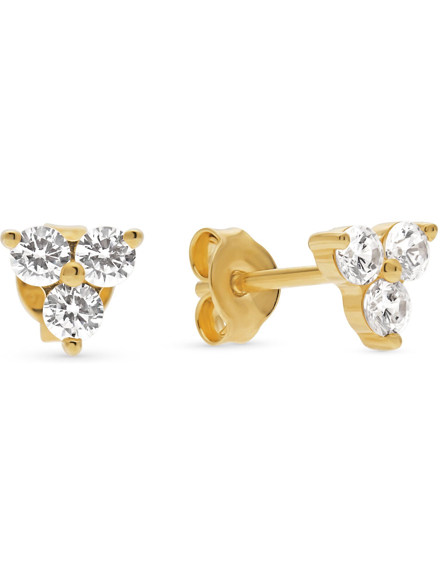 Paar Ohrstecker FAVS Damen-Ohrstecker 375er Gelbgold 6 Zirkonia