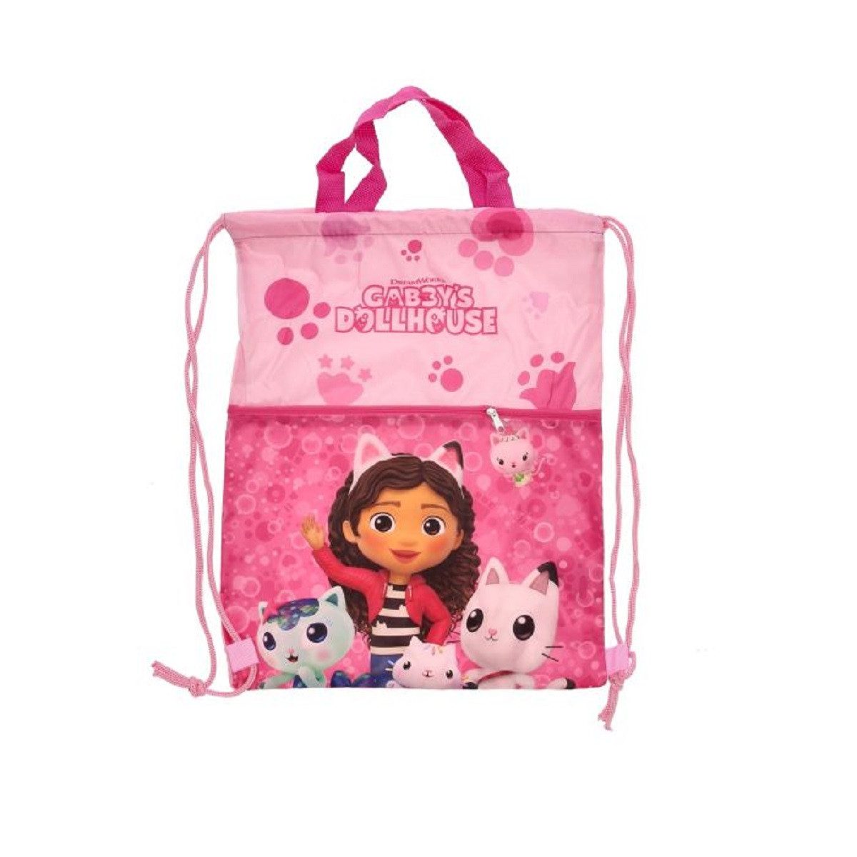 Gabby's Dollhouse Turnbeutel Turnbeutel für Kinder – Leichter Sportbeutel 45x34,5 cm (1-tlg), Zusammenfaltbar, Vielseitig einsetzbar