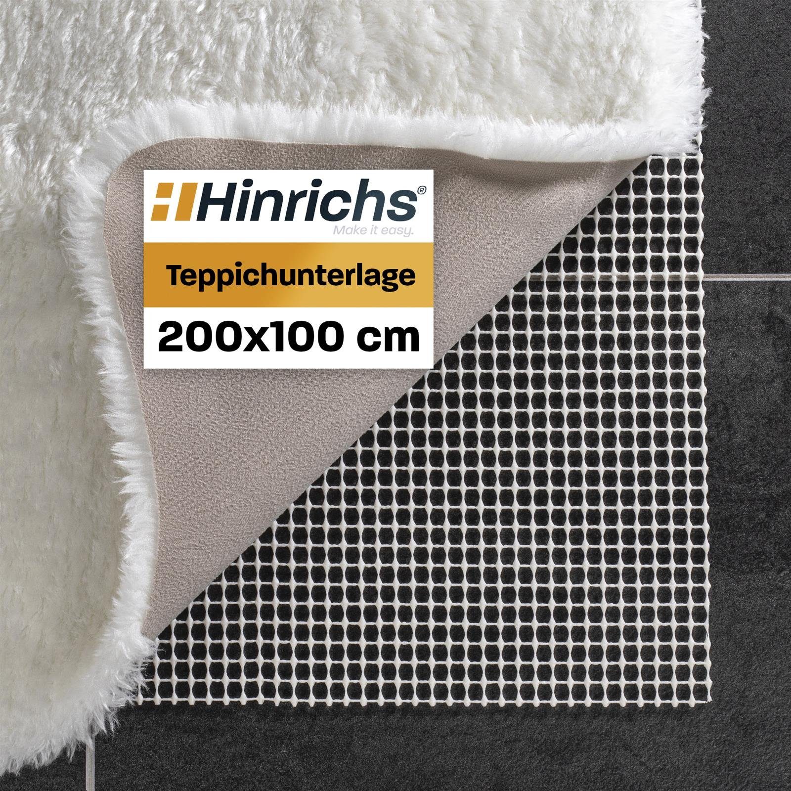 Antirutsch Teppichunterlage Teppich Antirutschmatte 200x100 cm, Hinrichs,  Zuschneidbare Teppich Antirutschunterlage inklusive 24 Filzgleiter