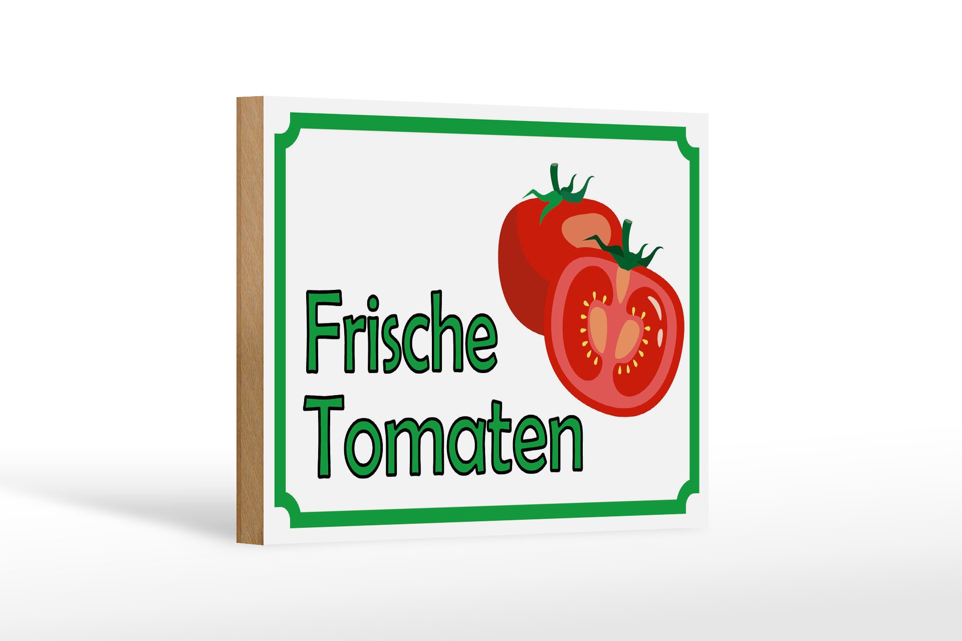 Holzbild Hinweis 18x12 cm frische Tomaten Hofladen