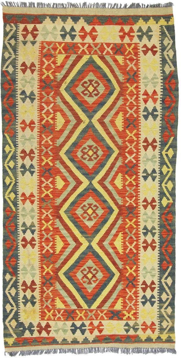 Orientteppich Kelim Afghan 99x203 Handgewebter Orientteppich Läufer, Nain Trading, rechteckig, Höhe: 3 mm