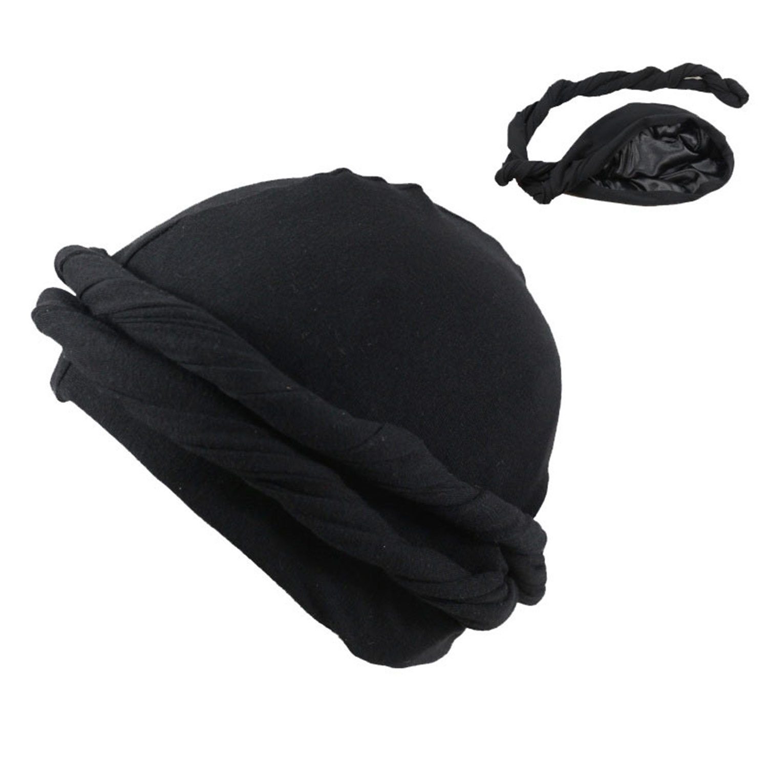 MAGICSHE Turbanmütze Kopfbedeckung, Turban Herren Schwarz Turban Hut, Ethnic Schlapphut