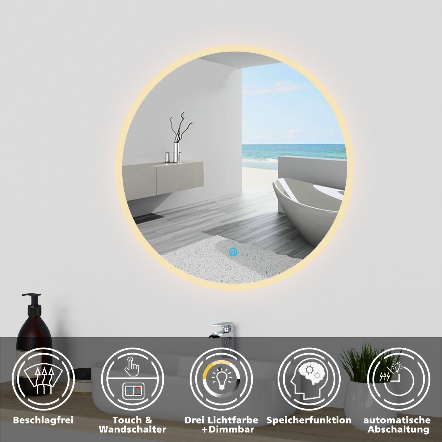 duschspa Badspiegel LED Badspiegel Rund Spiegel günstig online kaufen