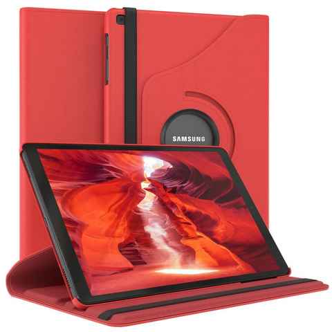 EAZY CASE Tablet-Hülle Rotation Case Samsung Galaxy Tab A 10.1 10,1 Zoll, Tabletcase Flipcover Smart kratzfest Hülle aufstellbar drehend Rot