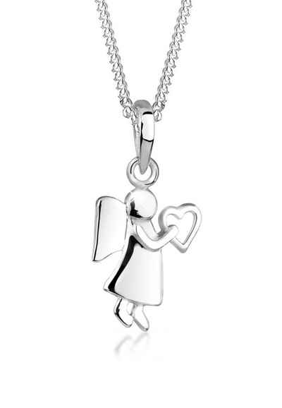 Elli Kette mit Anhänger Engel Herz Glücksbringer Symbol 925 Silber, Engel