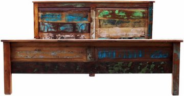 SIT Massivholzbett Riverboat, aus recyceltem Altholz, Shabby Chic, Vintage
