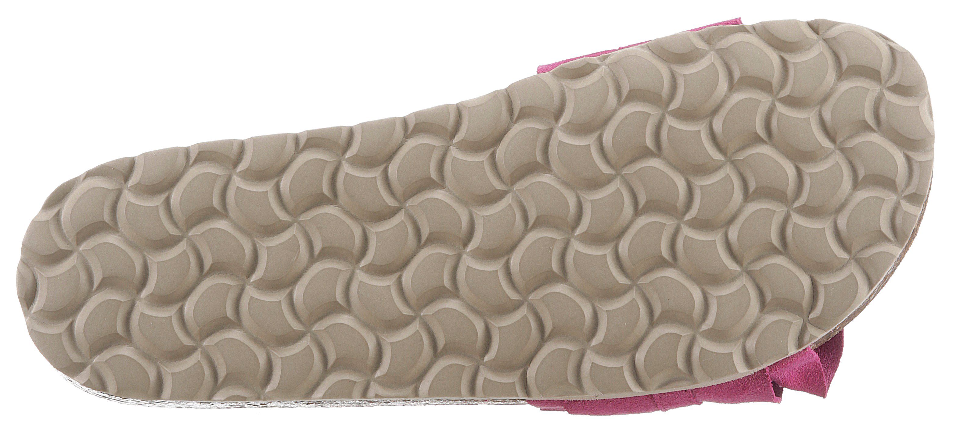 VERBENAS Rocio Roda Pantolette Sommerschuh, Flat mit geschwungenen Laschenstoff