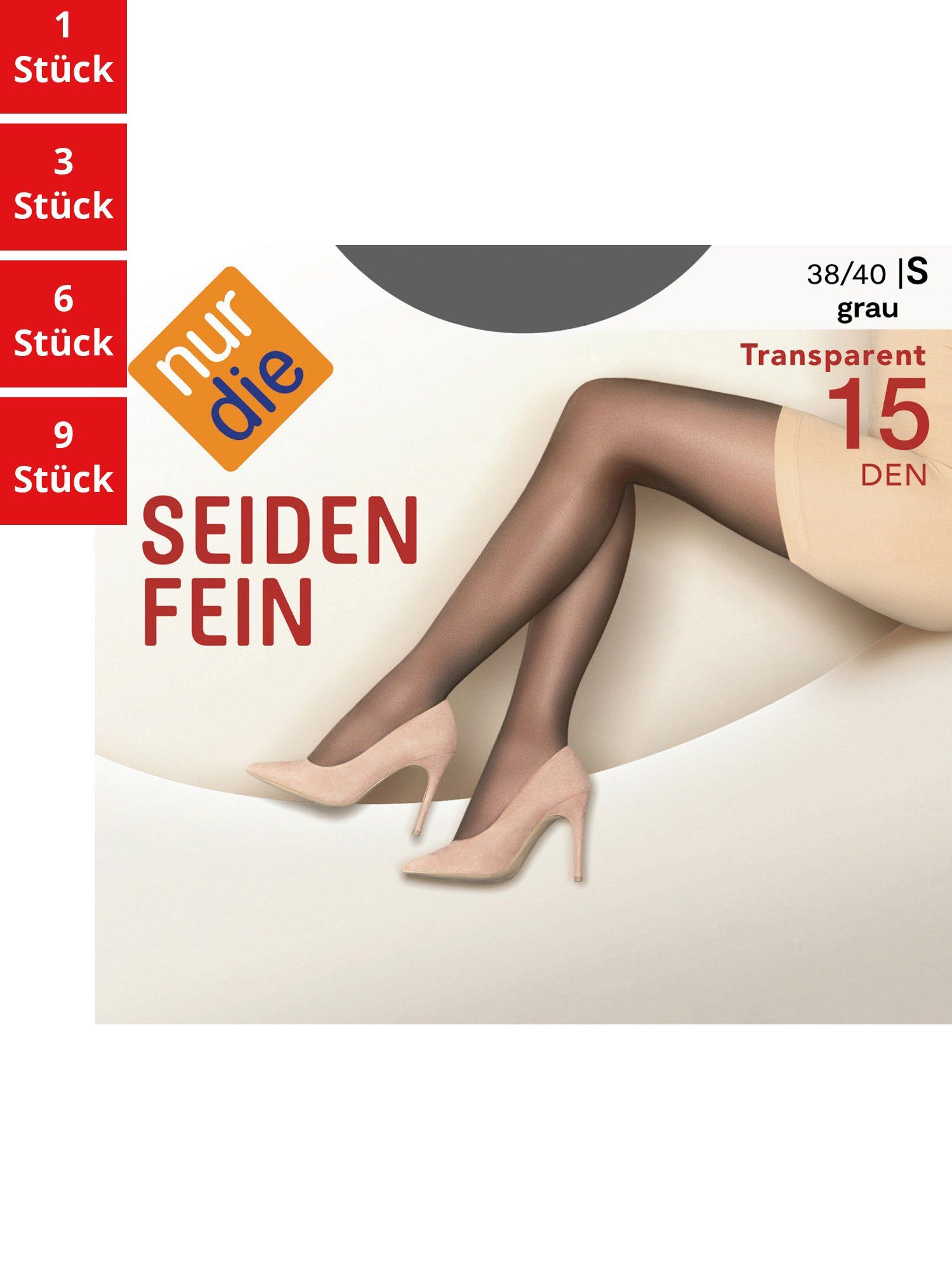 Nur Die Feinstrumpfhose Seidenfein 15 DEN Damen (1er/3er/6er/9er Pack 1 St) nylon transparent Fein-strumpfhose durchsichtig frauen multipack glanz