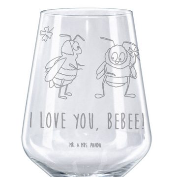 Mr. & Mrs. Panda Rotweinglas Bienen Paar - Transparent - Geschenk, Geschenk für Weinliebhaber, Rot, Premium Glas, Unikat durch Gravur