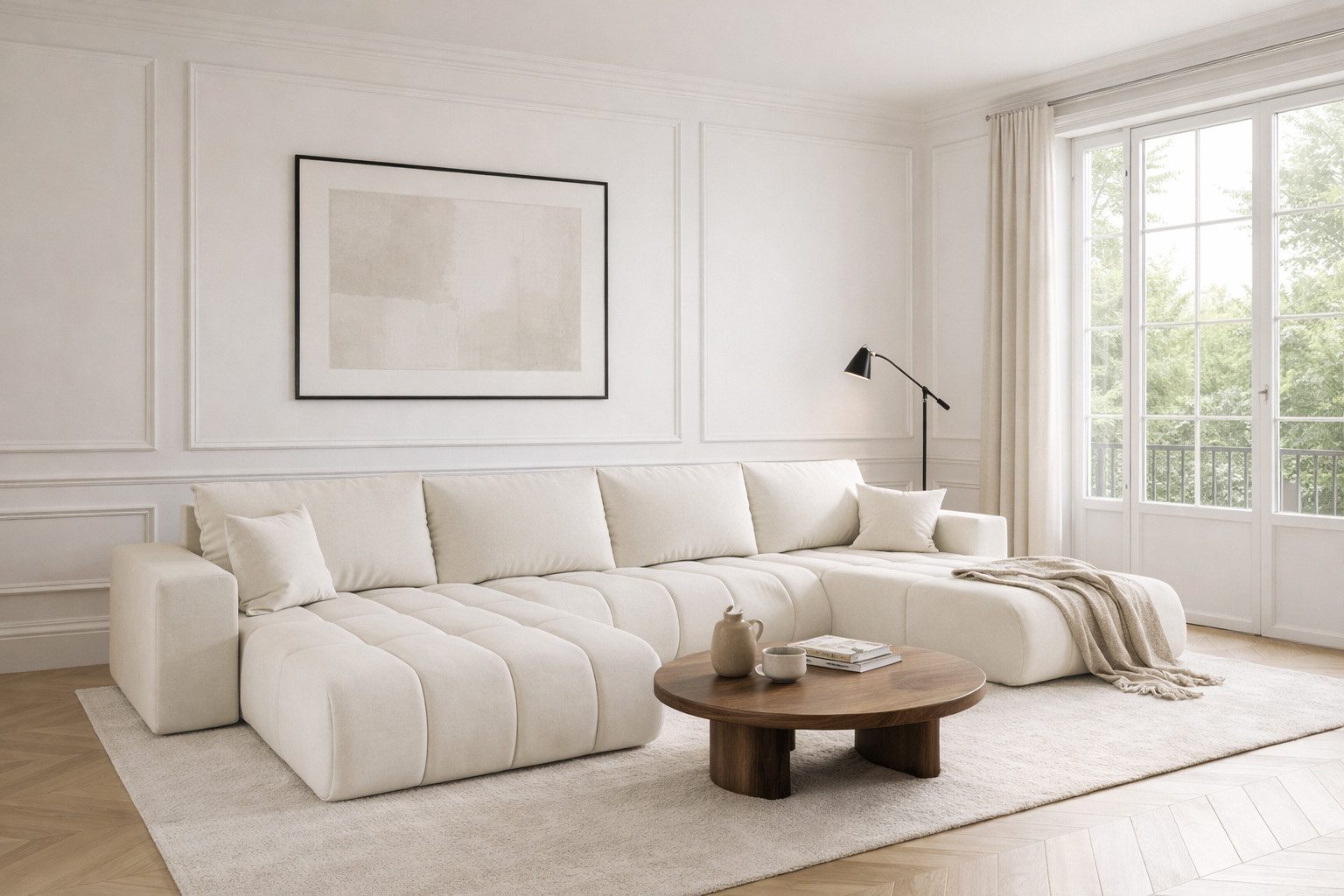 Ecksofa U-Form Sofa mit Schlaffunktion im Stoff WIND MILO U PREMIUM