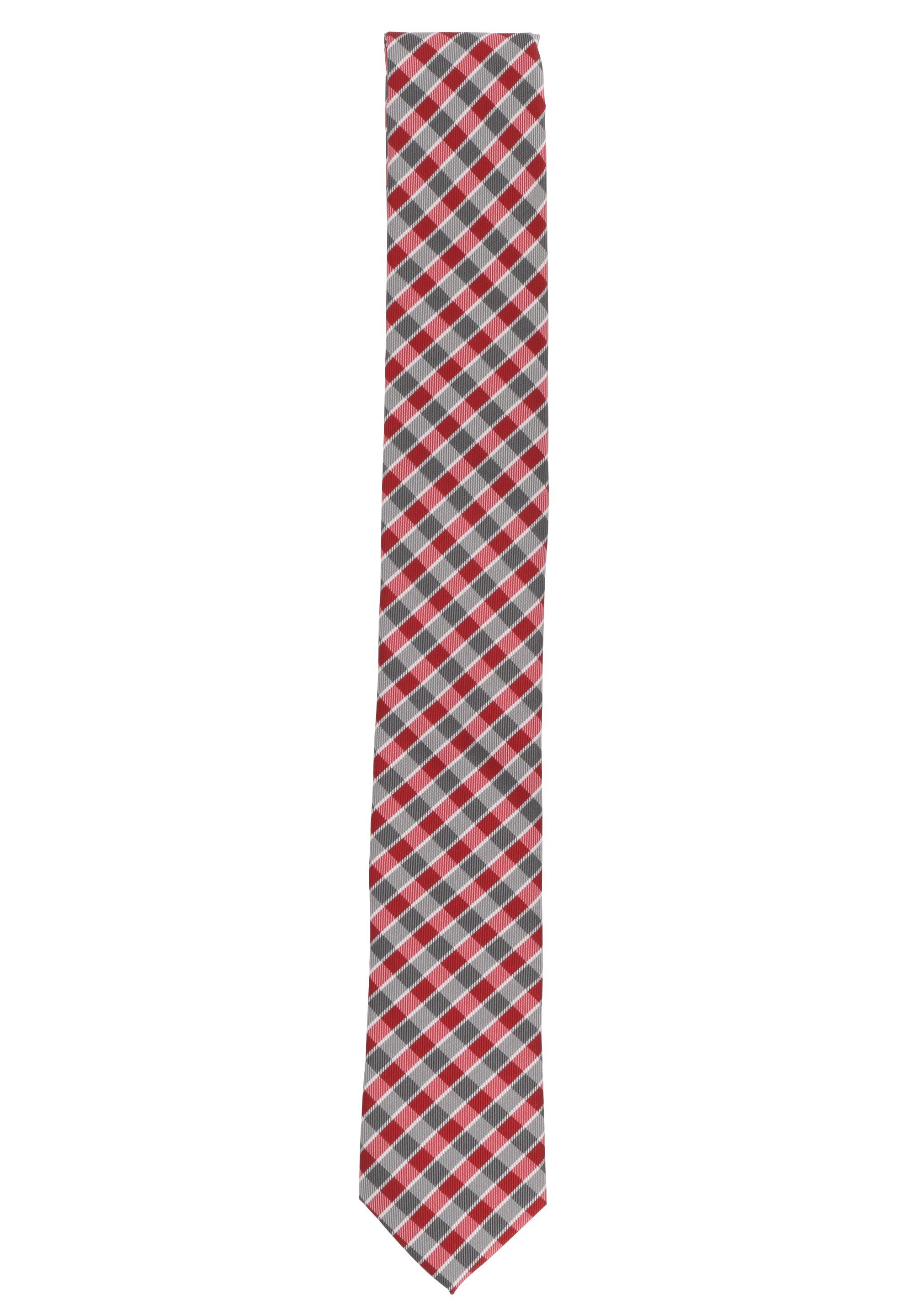 in (6cm), Krawatte - Krawatte oder 6cm Kariert) karierte Schlips Farini (ohne Fabio Herren Schmal Rot/Grau/Weiß 8cm Box, Breite