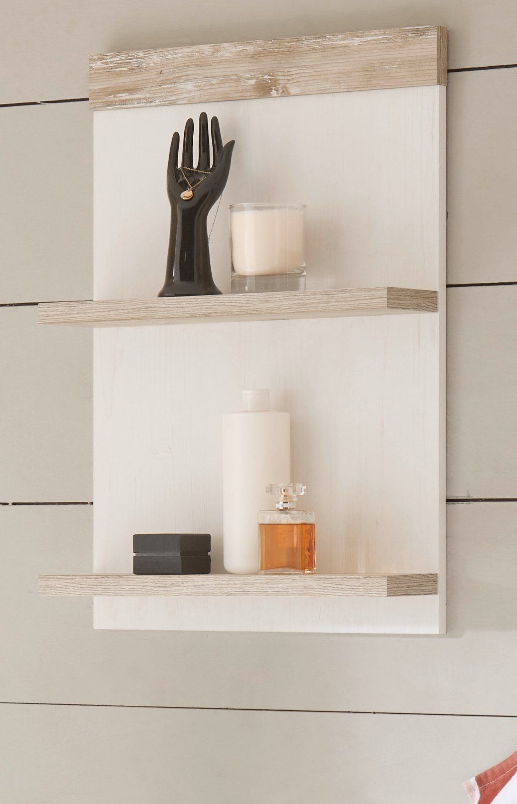 Furn.Design Badregal Rovola, in weiß Pinie mit Oslo Pinie, Landhausstil