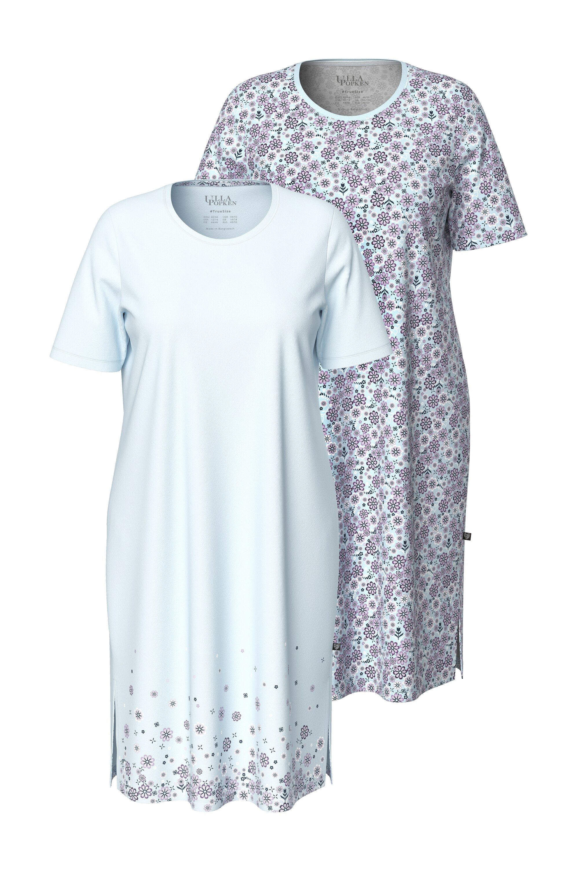 Ulla Popken Bigshirt Bigshirts 2er-Pack Blüten Rundhals Halbarm günstig online kaufen