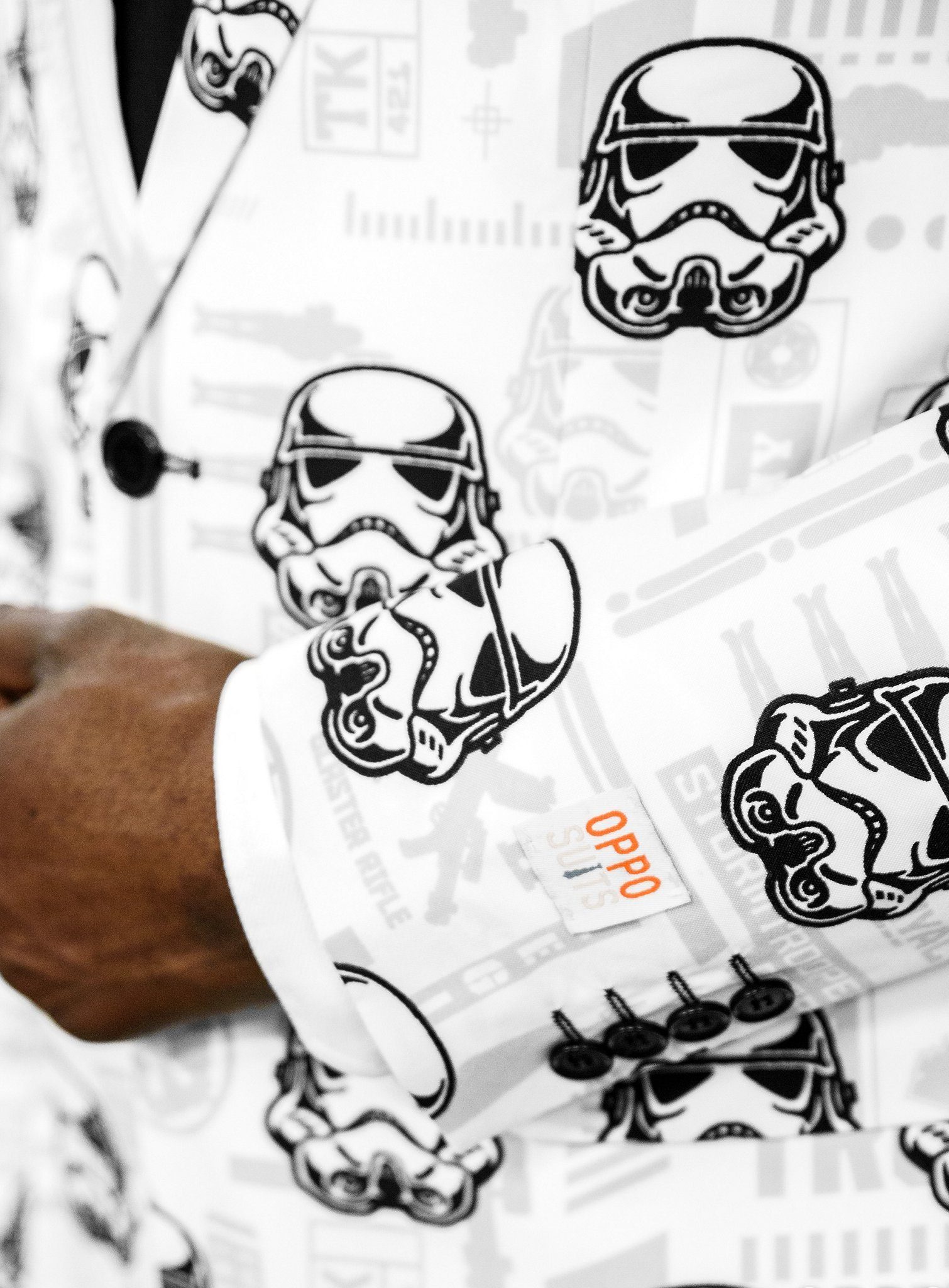 Opposuits Kostüm Stormtrooper Slim-fit Sakko - Karneval Fasching, Auch ohne Hose top: stylishes Sakko mit Krawatte