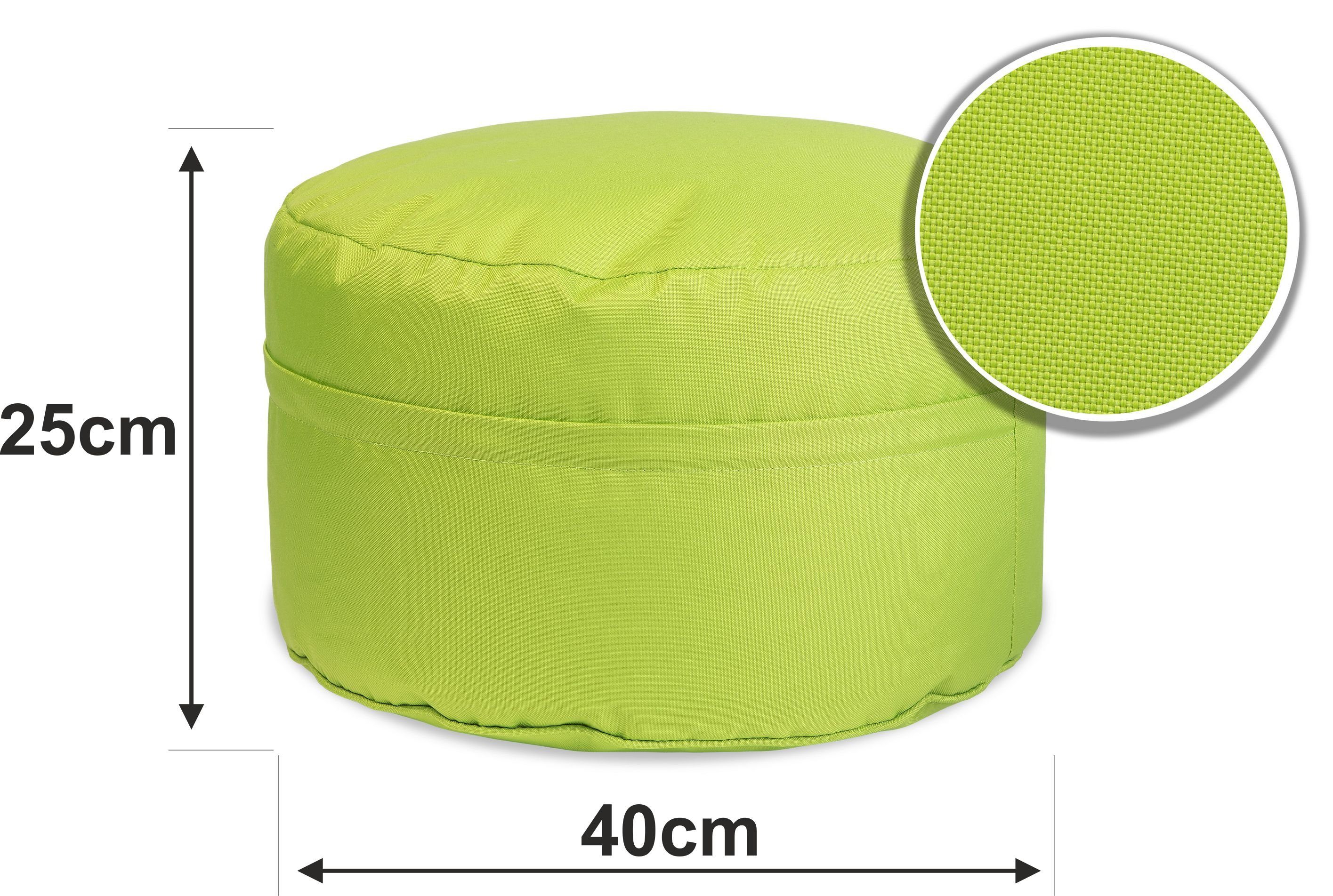 sunnypillow Sitzsack Runder Sitzpouf - x cm rund mit Bezug, Hocker grün Sitzsack abnehmbarem 25 45