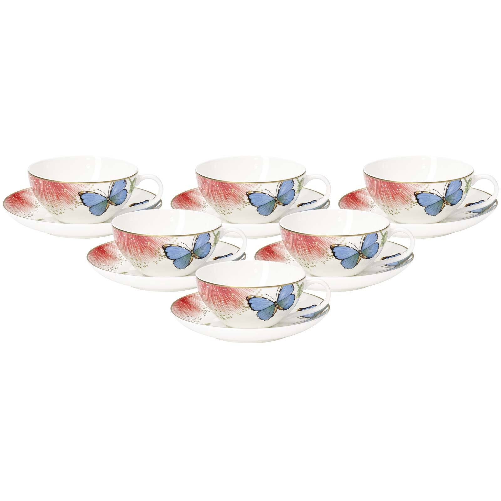 Villeroy & Boch Tasse Amazonia Teetassen mit Untertassen 140 ml 6er Set, 6-tlg., Porzellan