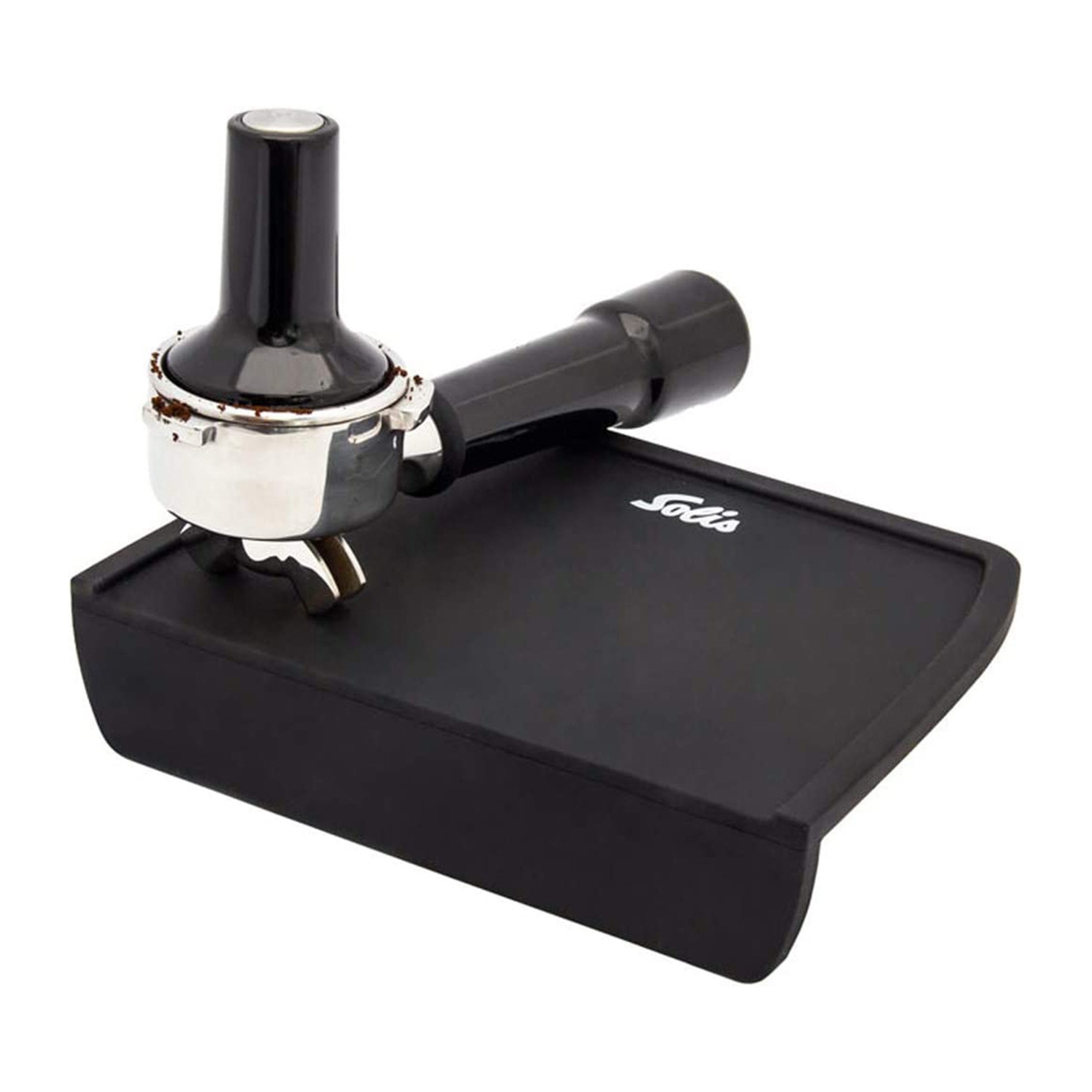 SOLIS OF SWITZERLAND Tampermatte für Siebträger Espressomaschinen, Silikonmatte, 20 x 15 cm, schwarz