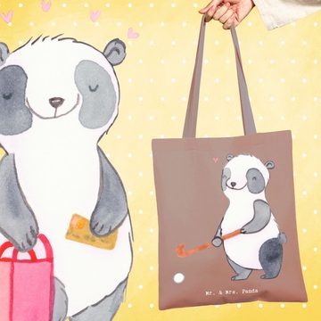 Mr. & Mrs. Panda Tragetasche Panda Hockey spielen - Braun Pastell - Geschenk, Danke, Hobby, Einkau (1-tlg), Modisches Design