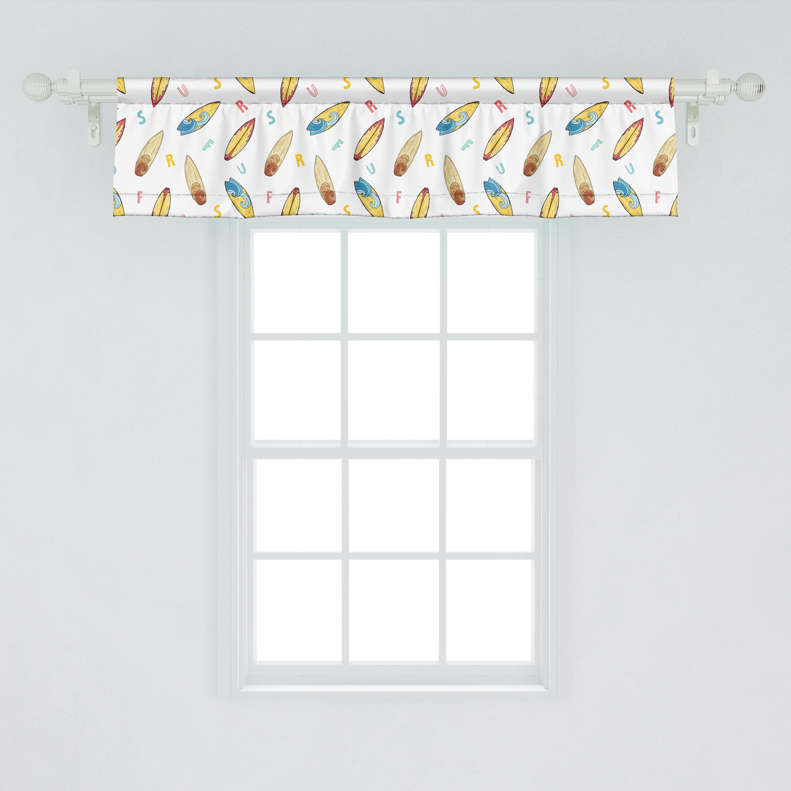 Scheibengardine Volant Dekor Stangentasche, für Buchstaben Surfbrett Vorhang Schlafzimmer Abakuhaus, Küche mit Microfaser, Bunte
