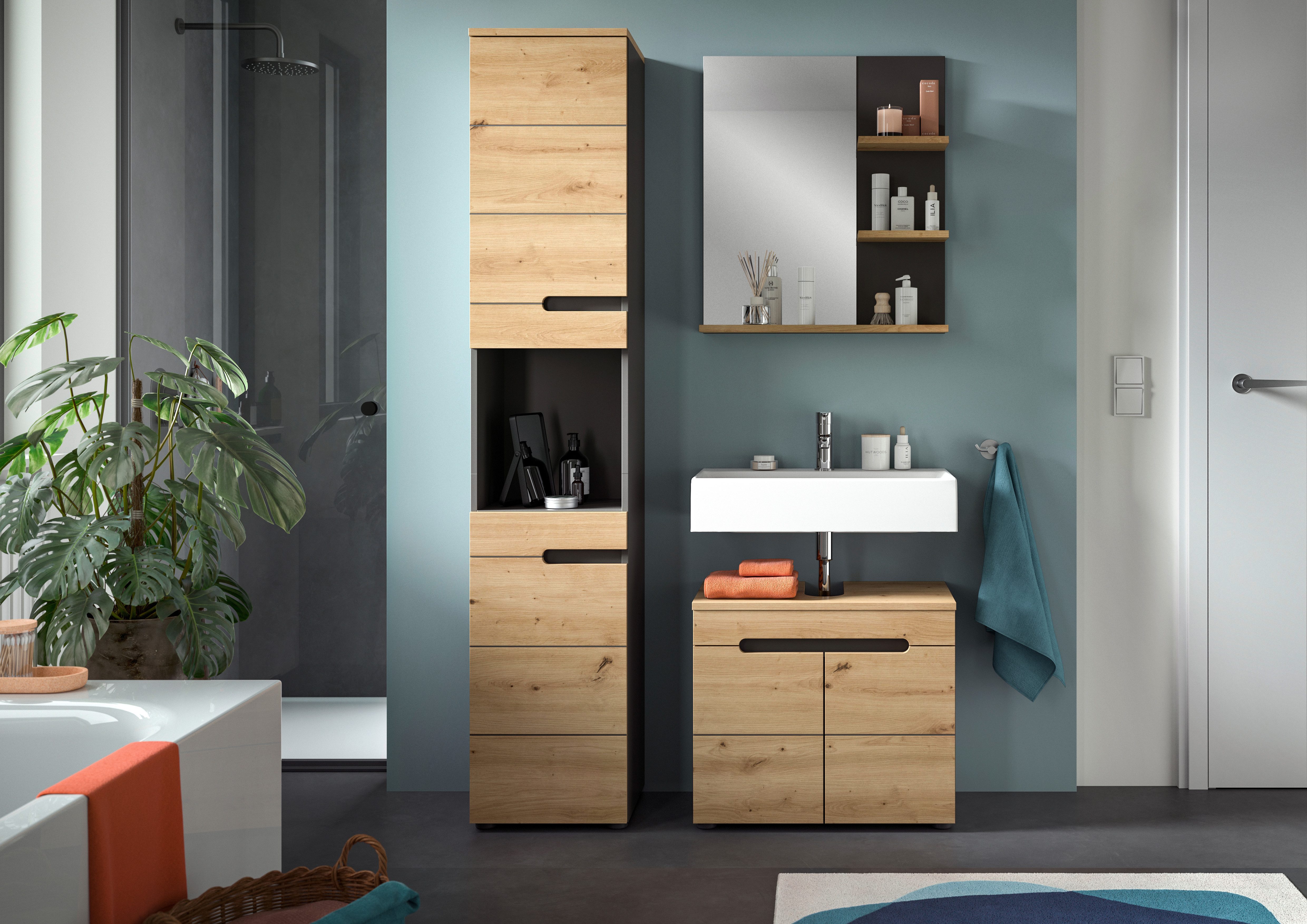 INOSIGN Badmöbel-Set REHAT, 3-teilig, Breite 133 cm, mit grifflosen Fronten günstig online kaufen