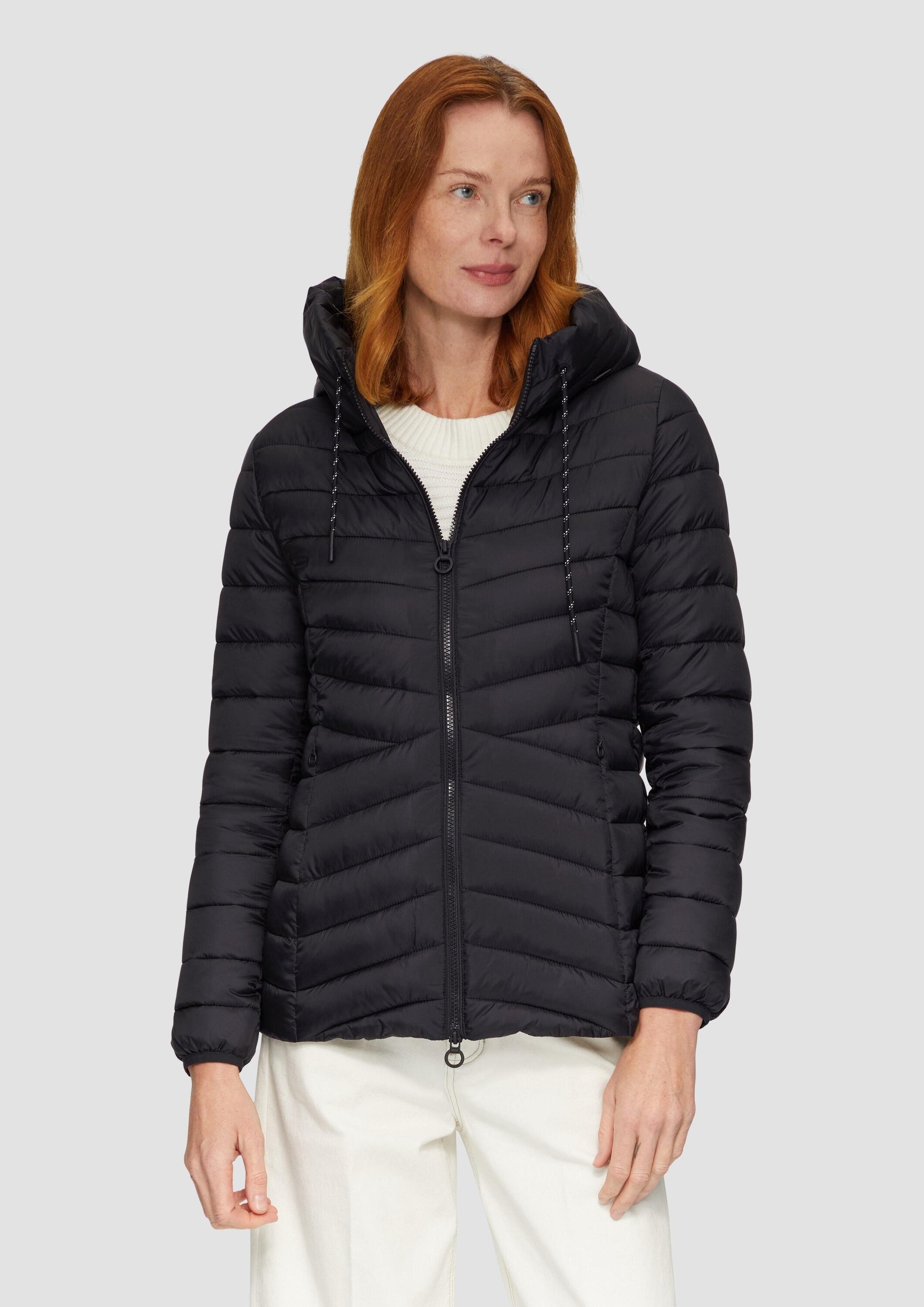 s.Oliver Winterjacke Outdoor-Jacke Leichte Steppjacke mit Logo-Kapuze günstig online kaufen