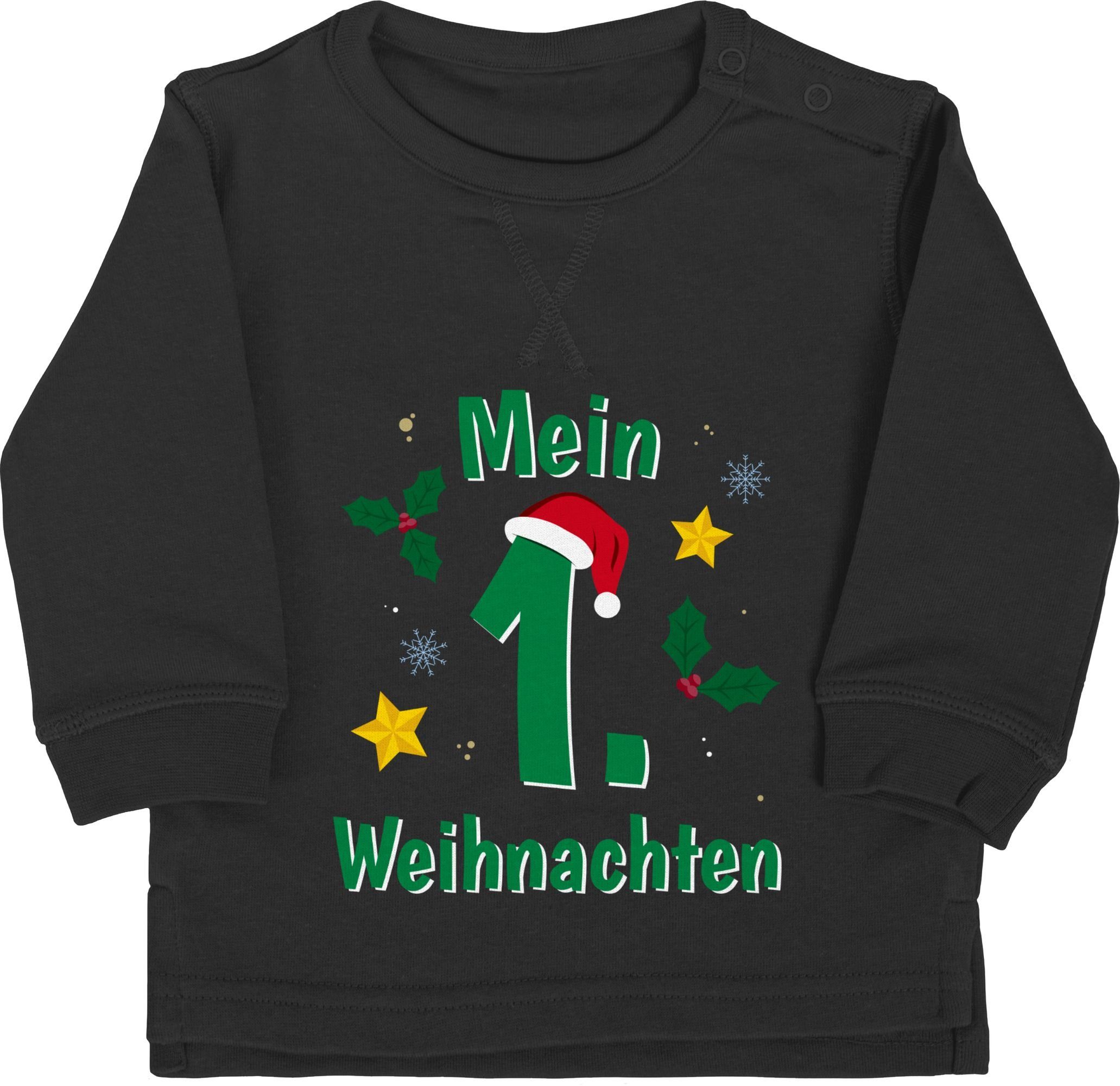 Shirtracer Sweatshirt Mein 1. Weihnachten grün Weihnachten Kleidung Baby 3 Schwarz
