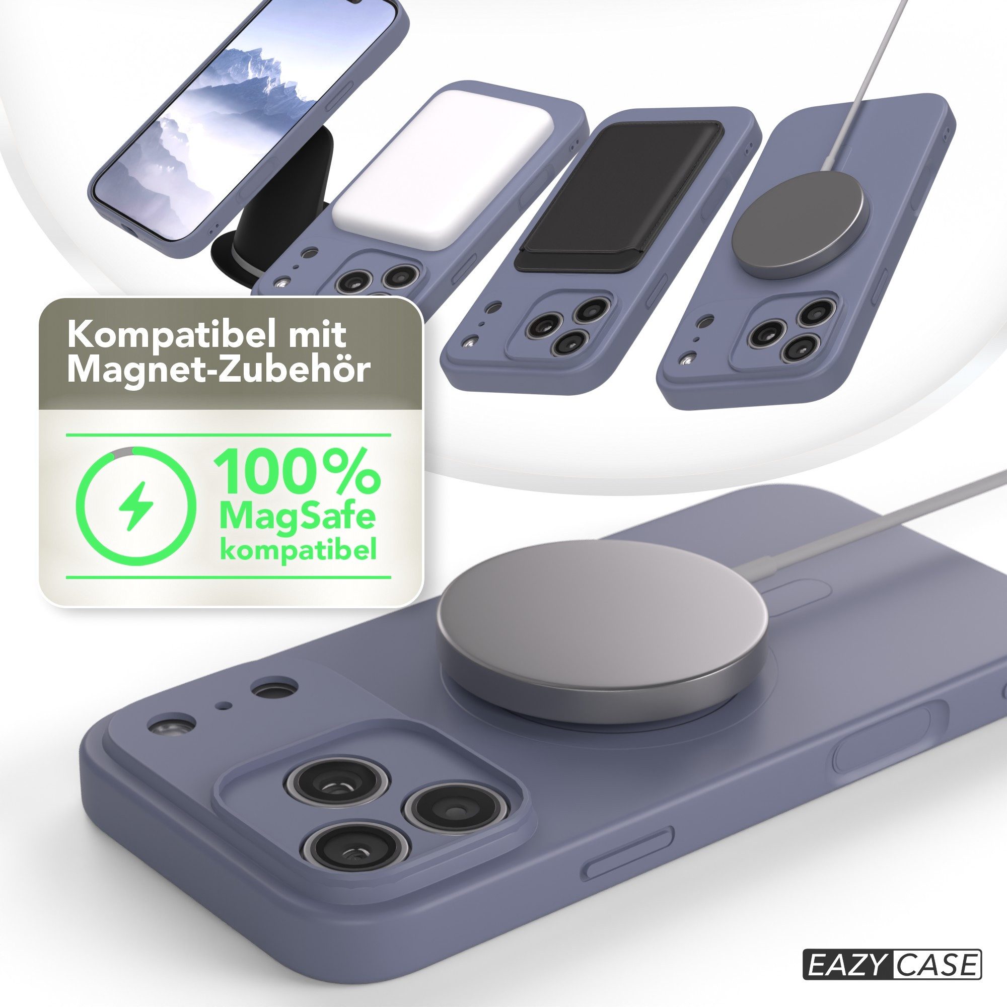 EAZY CASE Handyhülle für Apple iPhone 17 Pro Max Hülle Silikon 6,9 Zoll, Backcover MagSafe rutschfestes Soft-Touch Silikon matt Stahlblau – Bild 5 von 5