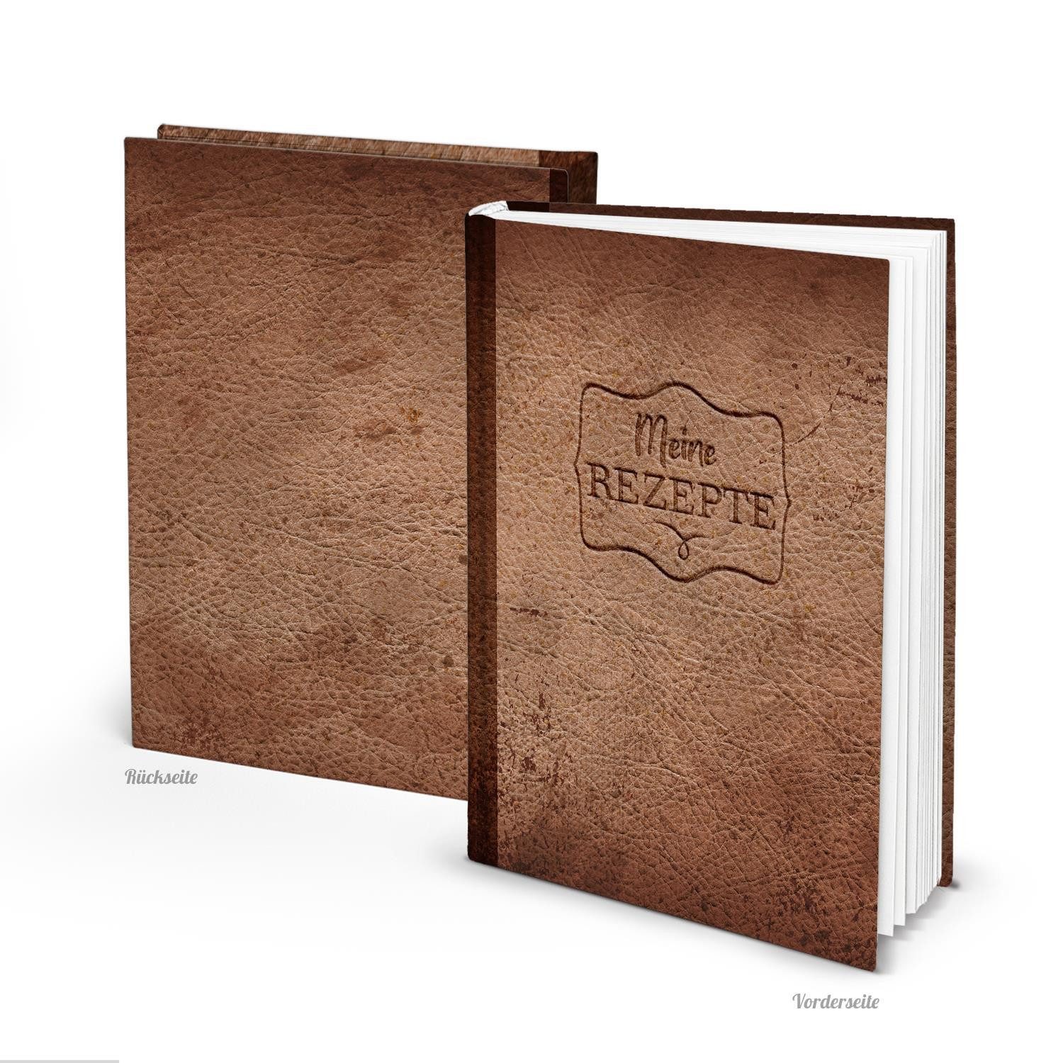 Logbuch-Verlag Notizbuch Rezeptbuch DIN A5 MEINE REZEPTE braun in Lederoptik - Vintage Kochbuch
