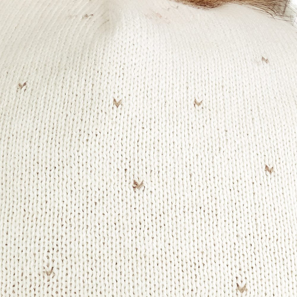 MAXIMO Beanie mit Bommel, mit Stickerei, zweifarbig, wärmend