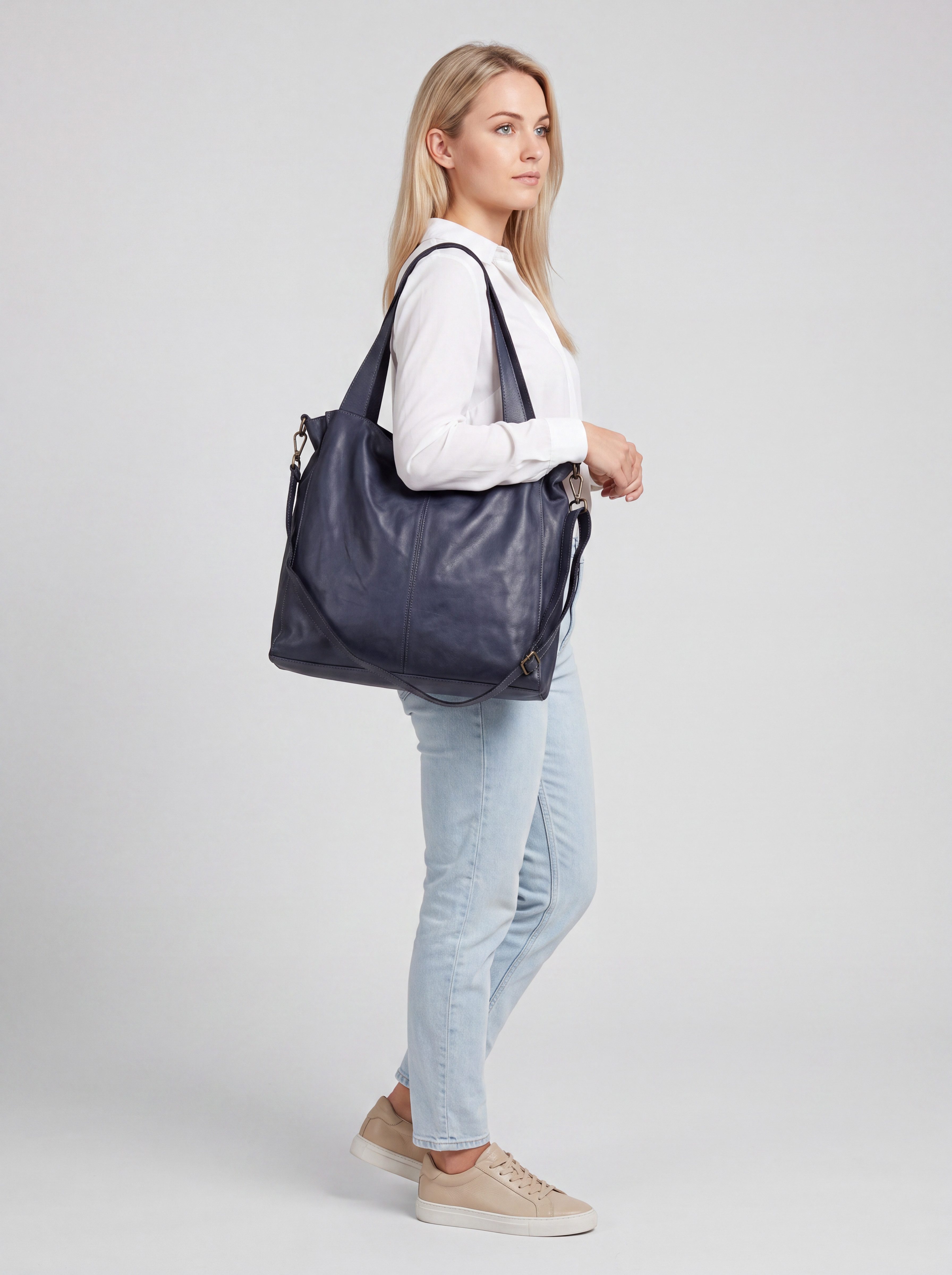 sanumi Tragetasche weicher italienischer Leder-Shopper