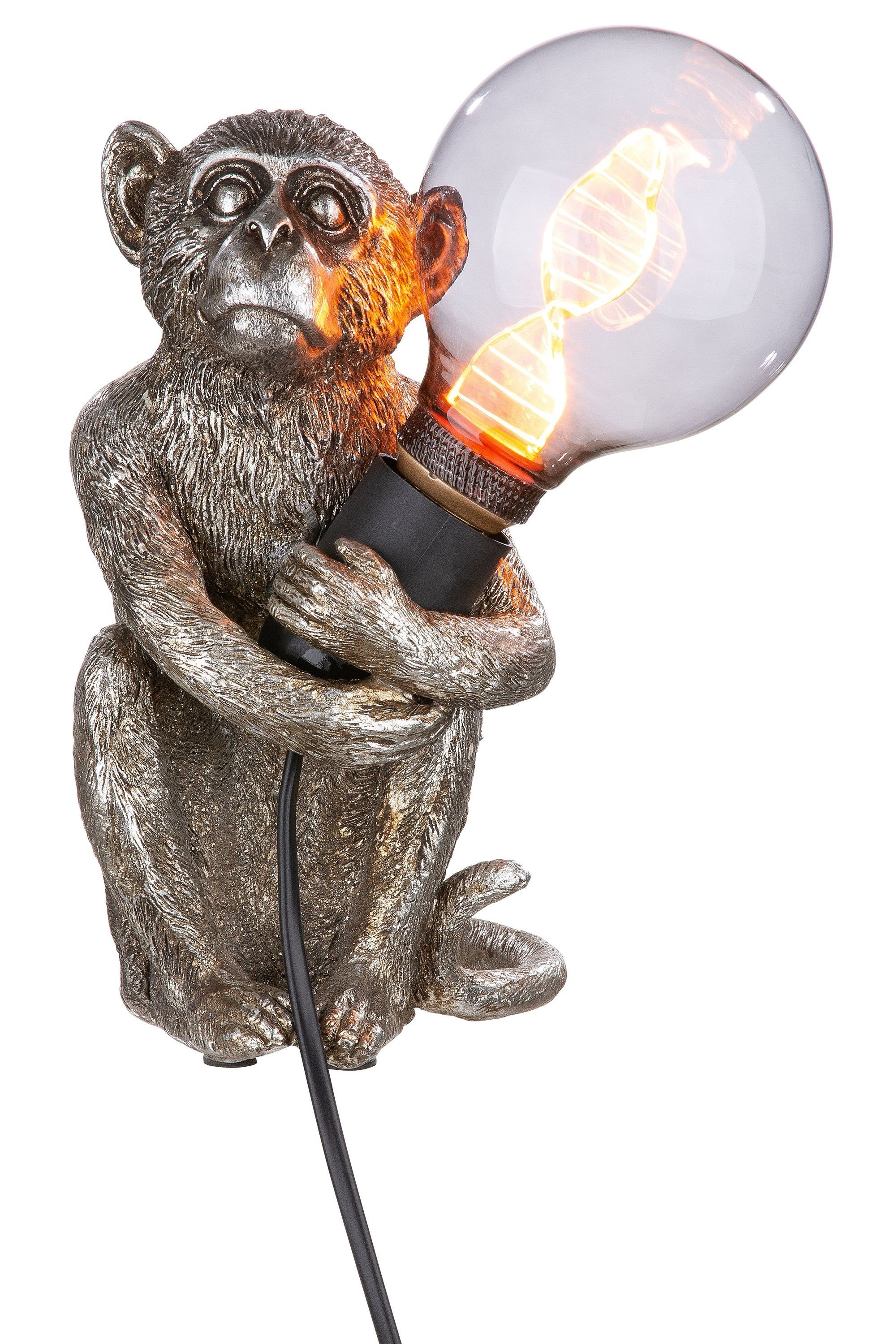 GILDE Tischleuchte GILDE Lampe Monkey - silber - H. 22cm x B. 12cm