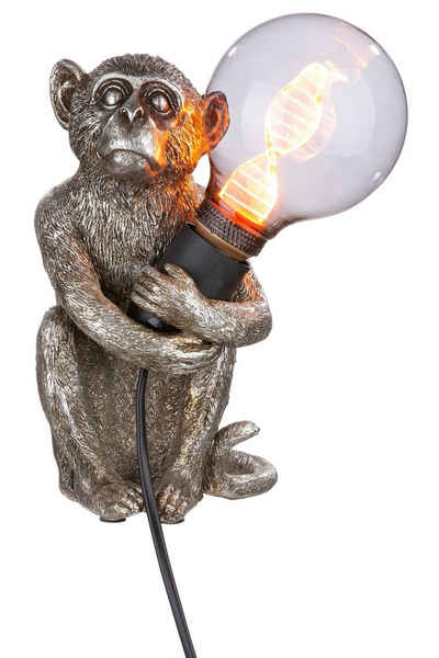 GILDE Tischleuchte GILDE Lampe Monkey - silber - H. 22cm x B. 12cm