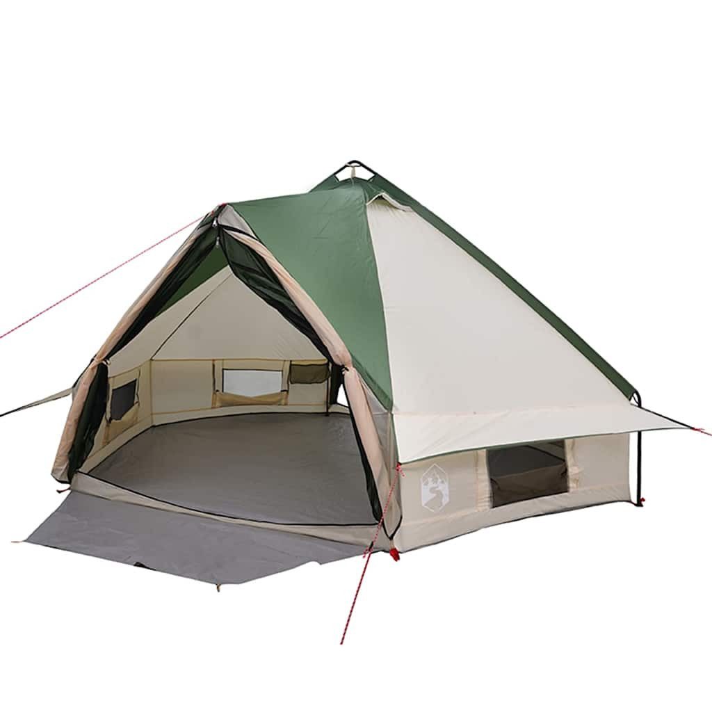 Tipi-Zelt Teepee Zelt für 6 Personen Grün und Weiß 431 x 366 x 185 cm